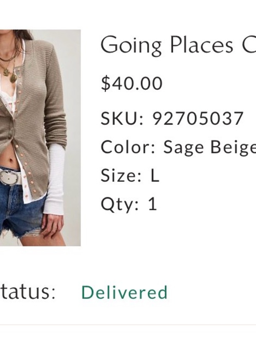 Going Places Cardi in Sage Beige - Picture 4 of 4